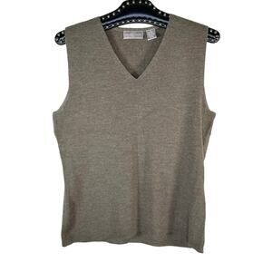 Nordstrom V-Neck Wool Knit Top Medium Preppy